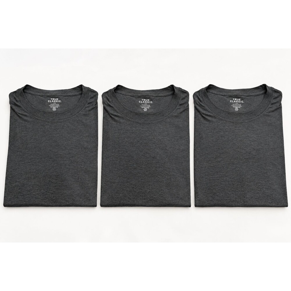 True Classic Men's 3 Heather Gray Solid Crew Neck Knit Short Sleeve T-Shirt Sz L